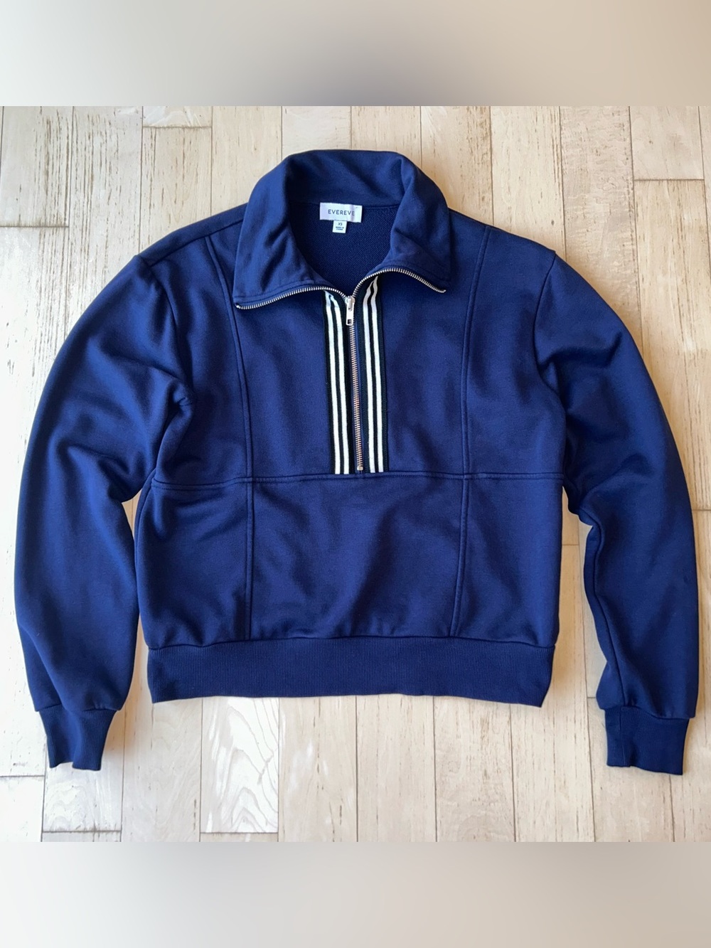 Evereve Women’s Navy/White Chelsea Half Zip Pullover Sweatshirt Size XS - Picture 7 of 14